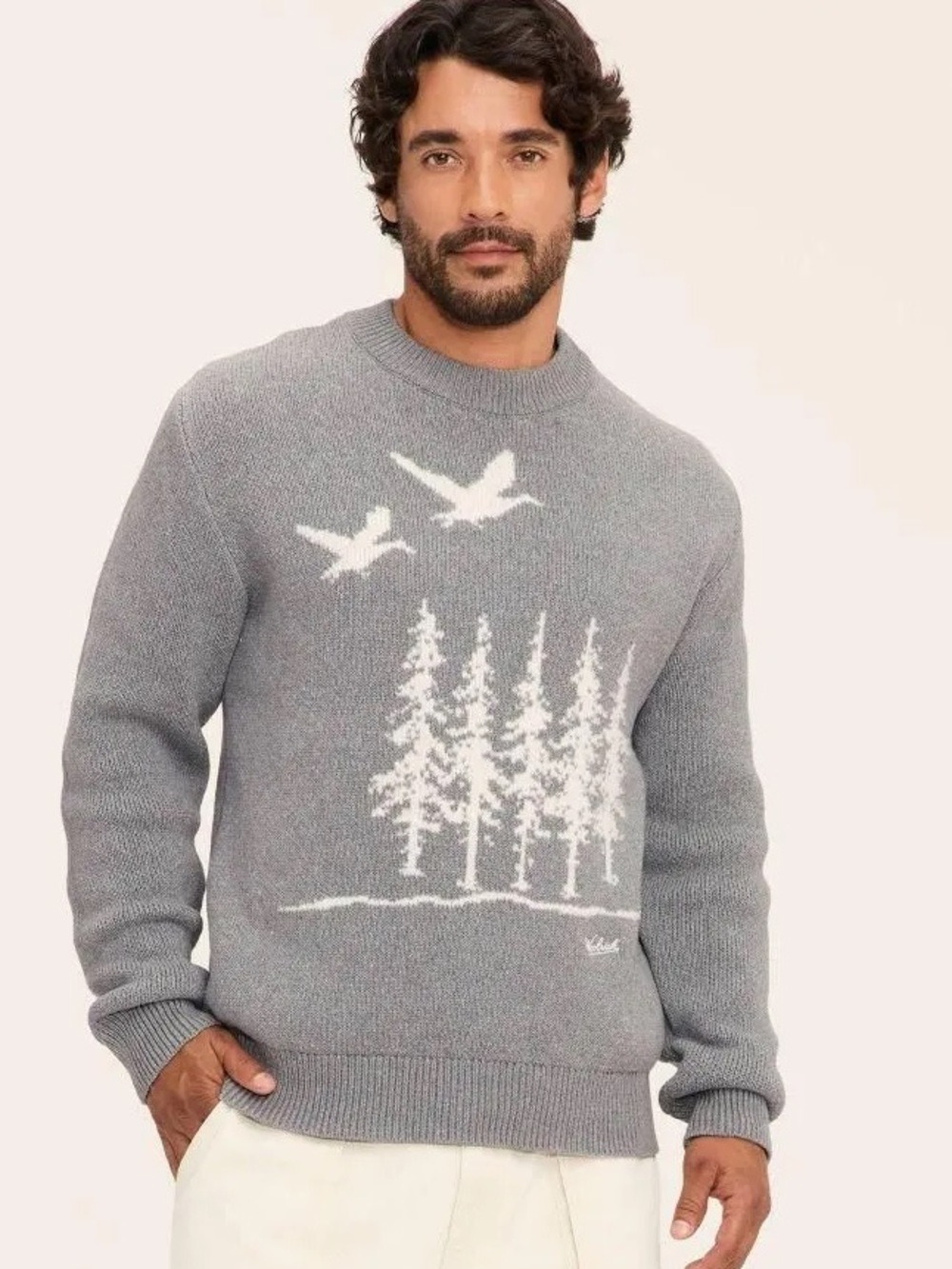NWT Woolwich Adult Scenic Pullover Sweater - gray, size M
